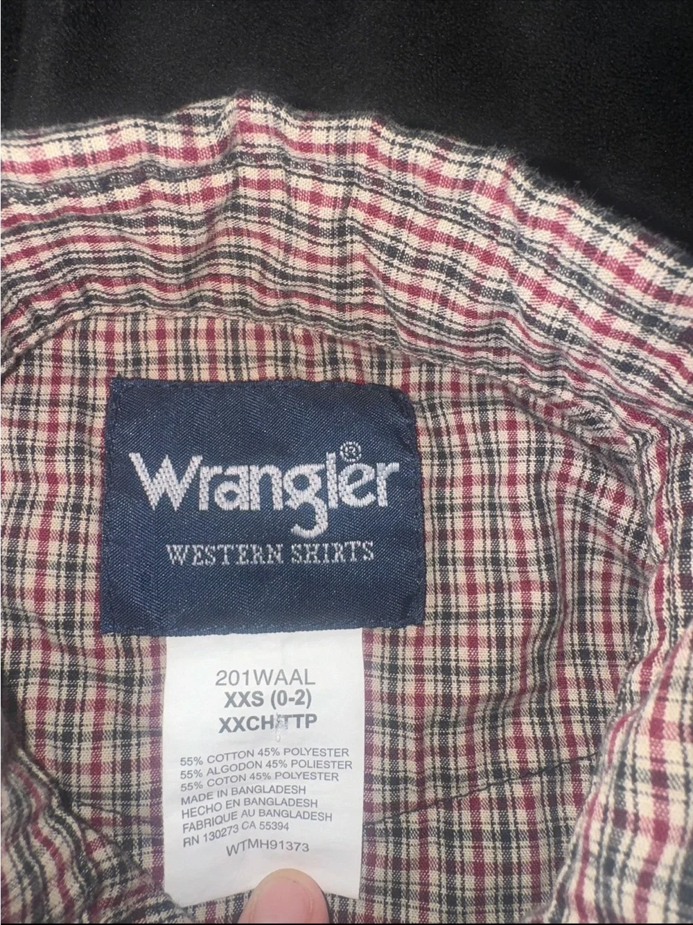 Wrangler Boys XXS 0-2 Western Plaid Pearl Snap Shirt Red Black Cowboy
